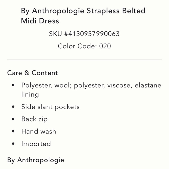 By Anthropologie Strapless Belted Midi Length Dress in Tan and Brown Plaid US6 - Picture 15 of 15